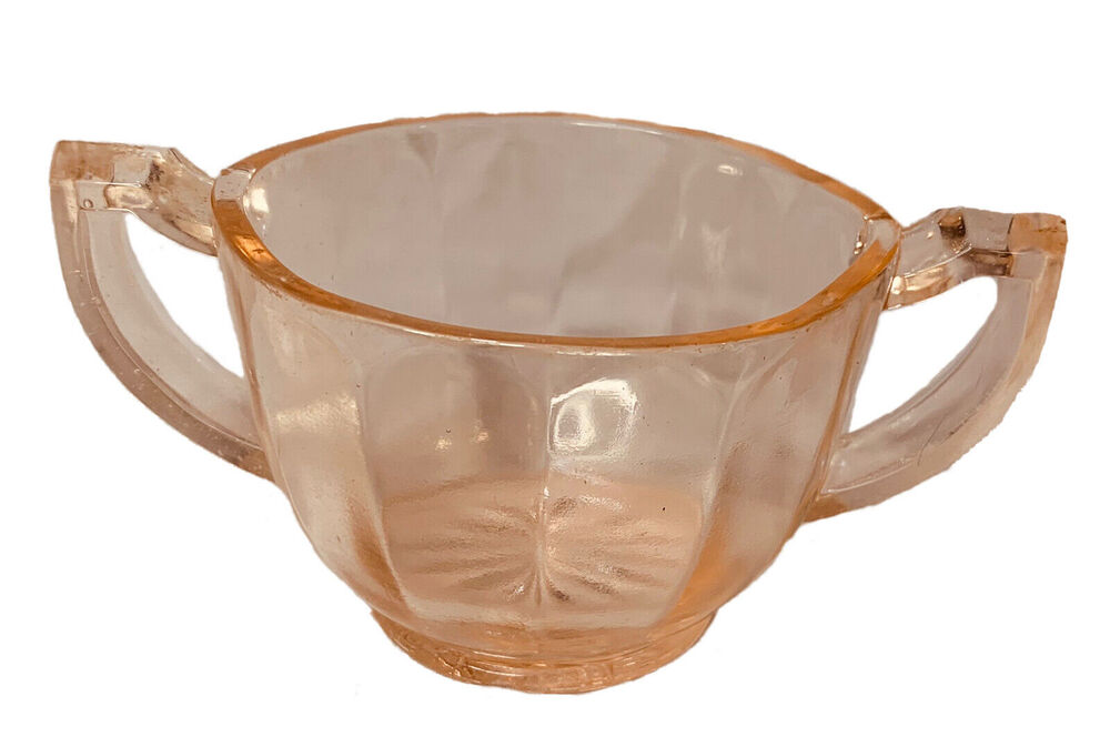 Anchor Hocking Pink Depression Glass Sugar Bowl Dish Vintage Small Two Handles